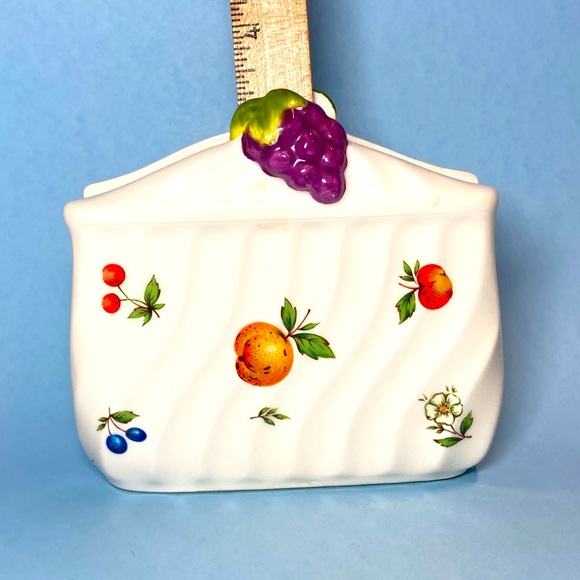 Super Cute Ceramic Fruit Napkin Holder Country Decor Nice Size No Chips 3.5”x5” - Picture 4 of 14